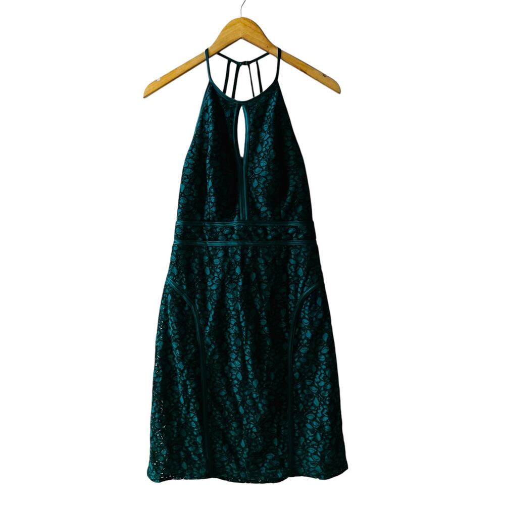 Xscape Lace High Neck Sheath Dress Size 10 Green - Picture 2 of 7